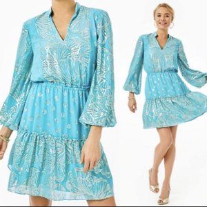 Lilly Pulitzer Joella Silk Dress NWT Bermuda Blue Size 10